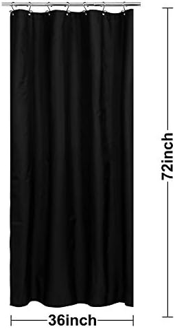N&Y HOME Fabric Shower Stall Curtain or Liner 36 x 72 Inches, Black