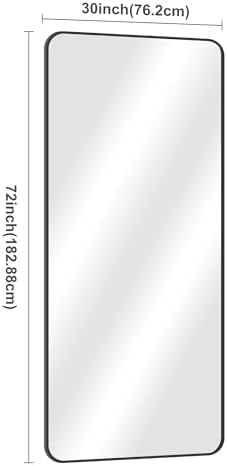 DESBING 72" x 30"Bathroom Mirror, Matte Black Wall Mirror with Metal Frame, Decorative Rectangular Vanity Mirror for Bedroom Bathroom Living Room Entryway (Horizontal/Vertical)
