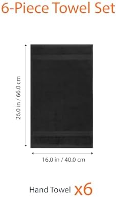 Amazon Basics Fade-Resistant 100% Cotton Washcloth for Face and Body, Soft Absorbent, 26" x 16", Black, 6-Pack
