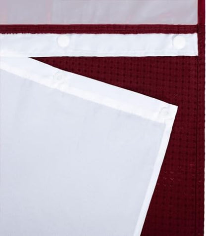 River Dream Waffle No Hook Shower Curtain with Liner,Red Rio,71x74