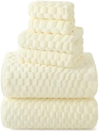 REDKISS Cream Microfiber Towels-35x70 Inches Oversized Bath Sheets, Extra Large Bath Towels Set, Super Soft Quick Dry Lint Free Absorbent Waffle Microfiber Shower Towels, 6 Pack