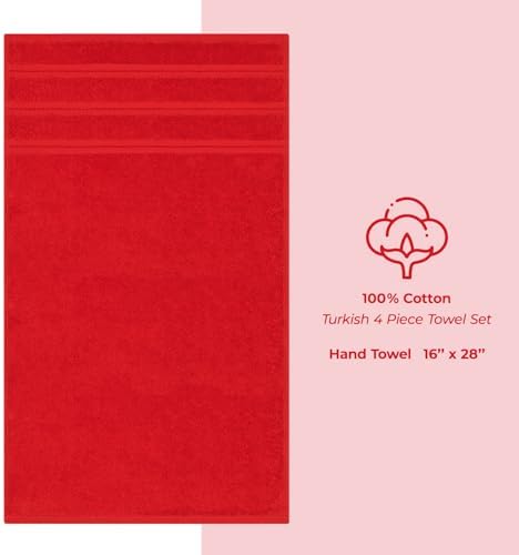 American Soft Linen 100% Cotton Luxury Turkish Towels, 4 PC Hand Towel Set