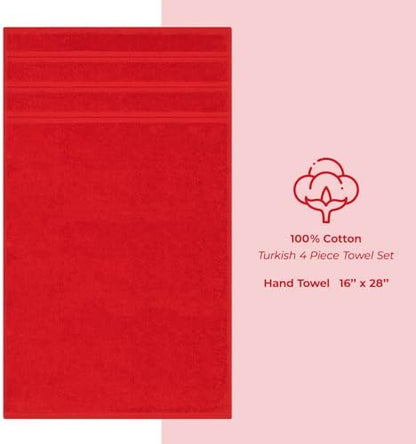 American Soft Linen 100% Cotton Luxury Turkish Towels, 4 PC Hand Towel Set