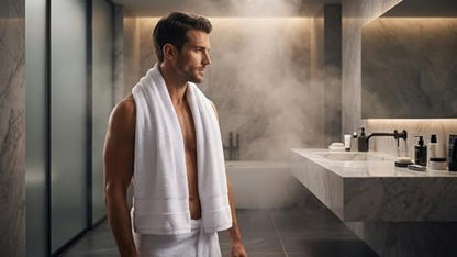 6 Piece 100% Cotton Bath Towel Set - 2 Bath - 2 Hand - 2 Face, White