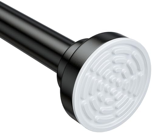 Ausemku Shower Curtain Rod - 32-104 Inch Rustproof Tension Rod, Non-Slip Spring Design, No Drilling Adjustable Curtain Rod for Bathroom, Kitchen, and Closet（Black）