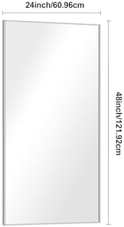 BONEWEI Silver Bathroom Mirror,24x48 inch Wall Mirror for Bathroom Wall Mounted,Large Rectangle Mirror for Bathroom Over Sink,Modern Metal Frame for Living Room,Bedroom Entryway,Horizontal/Vertical