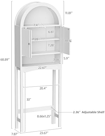 Spurgehom Arch Over The Toilet Storage Cabinet, Bathroom Organizer (White)