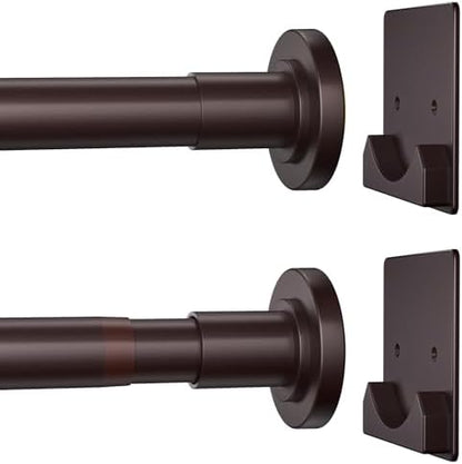CorkLatta Matte Bronze Shower Curtain Rod,1 Inch Diameter Stainless Steel Adjustable Spring Tension Rods 32 to 80",with Holders,Anti-Slip,Curtain Rods No Drilling(1 Pack)