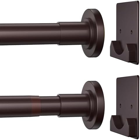 CorkLatta Matte Bronze Shower Curtain Rod,1 Inch Diameter Stainless Steel Adjustable Spring Tension Rods 32 to 68",with Holders,Anti-Slip,Curtain Rods No Drilling(1 Pack)