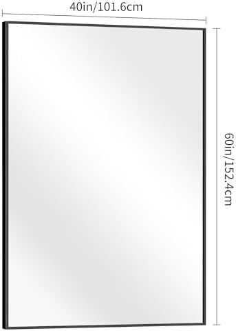 BONEWEI Bathroom Mirror,60x40 inch Bathroom Mirrors for Over Sink,Large Wall Mirror for Bathroom Wall Mounted Rectangle Mirrors,Black Vanity Mirror for Living Room,Bedroom Entryway,Horizontal/Vertical