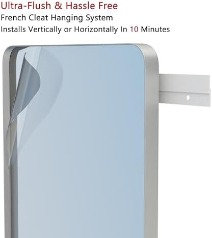 VocalStar 18 x 26 Inch Silver Bathroom Mirror for Wall, Metal Framed Rounded Rectangle Vanity Mirror Modern Farmhouse, 1/4-inch Shatterproof Glass | Ultra-Flush Hanging