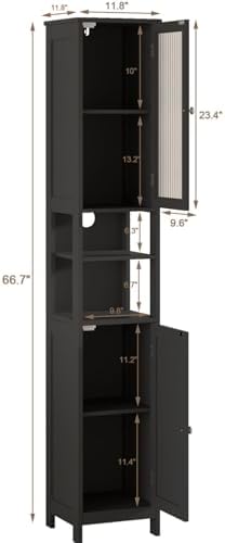 ChooChoo Narrow Bathroom Storage Cabinet with Light， Space Saving