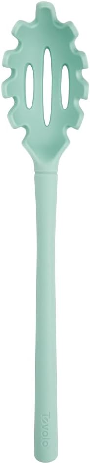 Tovolo Pasta Claw Spaghetti Spoon Scoop Aqua Seafoam Green Silicone Pasta Spoon with Teeth, BPA Free Silicone Pasta Fork for Serving Spaghetti Linguine and Noodles, Heat Safe Pasta Serving Spoon