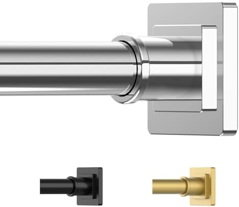 UIOSANRT Stainless Silver Shower Curtain Rod 31-79 Inches Non-Slip Shower Rod Tension Mounted No Drill Shower Curtain Rods Spring Tension Rod Adjustable Tension Curtain Rod for Windows Bathroom