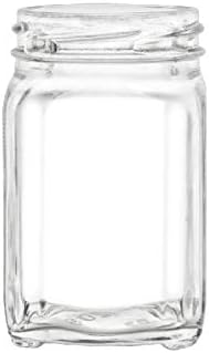 Nakpunar Victorian Square Glass Jars with Plastisol Lined Lids (Gold, 6 fl oz)