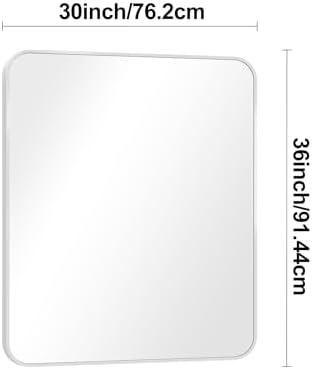 BONEWEI Silver Bathroom Mirror,30x36 inch Wall Mirror for Bathroom Wall Mounted,Rectangle Mirror for Bathroom Over Sink,Modern Frame Round Corner for Living Room,Bedroom Entryway,Horizontal/Vertical
