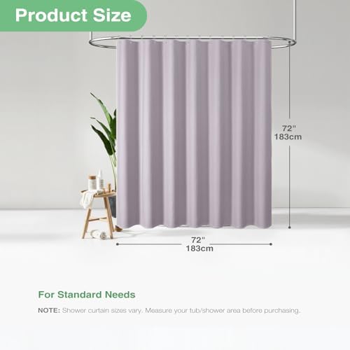 Dynamene Waffle Shower Curtain 256 GSM Heavy Duty Fabric 72"x72" Lavender