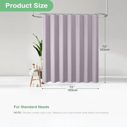 Dynamene Waffle Shower Curtain 256 GSM Heavy Duty Fabric 72"x72" Lavender