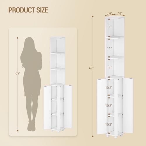 Hzuaneri Corner Cabinet, Tall Bathroom Corner Cabinet with Doors