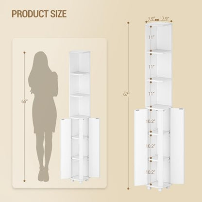 Hzuaneri Corner Cabinet, Tall Bathroom Corner Cabinet with Doors