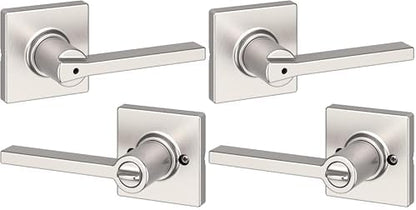 Kwikset Casey Door Handle, Privacy, Satin Nickel | Interior Lever | Keyless Turn Lock | Microban Protection | Pack of 2