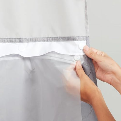 Hookless® It’s A Snap!® PEVA Snap-In Shower Curtain Liner, Water-Repellant, Easy Install, Frost White Color