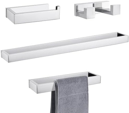 Lairuier Polished Chrome Bathroom Hardware Accessories, 4PCS Towel Bar Set