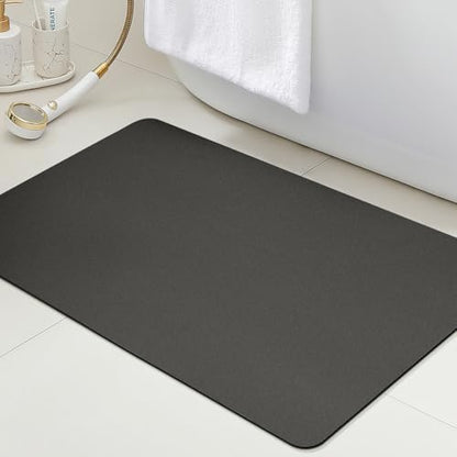 ACCUMTEK Non Slip Bath Mat, Thin Bathroom Rugs Fit Under Door, Quick Dry Bath Mats, Machine Washable Bath Rugs for Bathroom, Bathtub & Kitchen, Bathtub, Charcoal Gray/Solid/24 x17