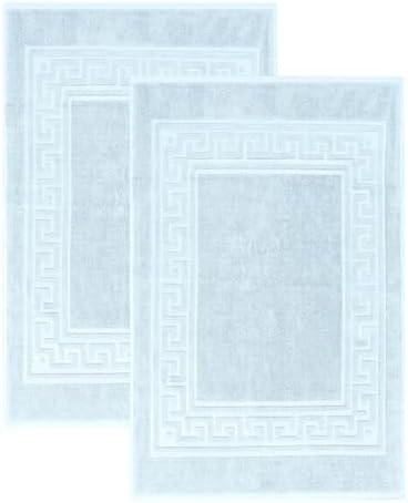 Superior Heavyweight Cotton Bath Mats, Bath Rugs For Bathroom Accessories, Washable Rug For Shower, Toilet, Modern Decor, No Backing, Luxury Hotel And Spa Quality, Set of 2, 22" x 35", Light Blue