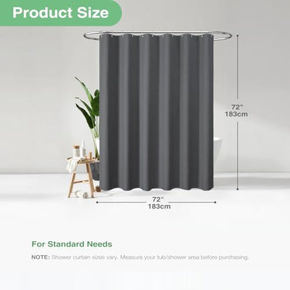 Dynamene Waffle Shower Curtain 256GSM Heavy Duty Fabric 72x72 Charcoal Grey