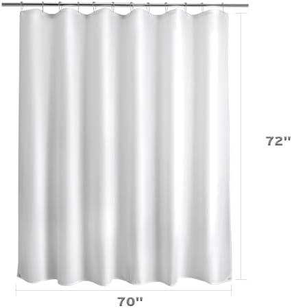 Titanker Waterproof Fabric Shower Curtain Liner Washable, Cloth Shower Liner with Magnets, White Shower Liner Soft Fabric, Lightweight Shower Curtain Liner, 70x72 Inches