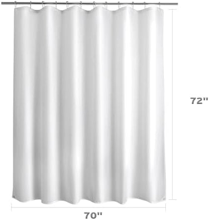 Titanker Waterproof Fabric Shower Curtain Liner Washable, Cloth Shower Liner with Magnets, White Shower Liner Soft Fabric, Lightweight Shower Curtain Liner, 70x72 Inches
