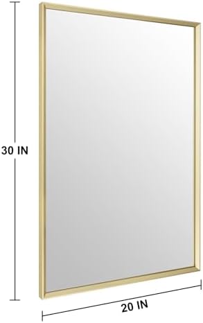 Bathroom Mirror for Wall, 30x20 Inch Framed Vanity Mirror Brushed Gold