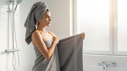 6 Piece 100% Cotton Bath Towel Set - 2 Bath - 2 Hand - 2 Face, Grey