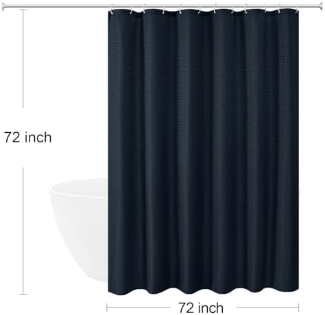 Gibelle 230GSM Heavy Duty Fabric Navy Blue Shower Curtain, 72 X 72