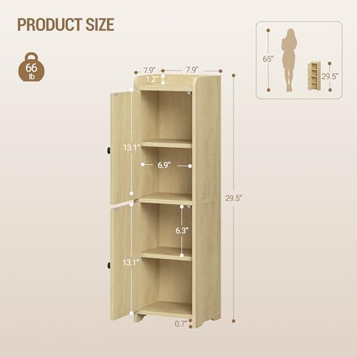 Hzuaneri Bathroom Storage Cabinet, Small Corner Floor Cabinet with 2 Doors