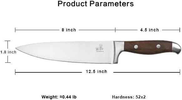 CHUSHIJI Chef Knife 8 Inch, Japanese Professional Chef knife High Carbon Stainless Steel, Razor Sharp Chefs Kitchen Knife, Vegetable Chopping Knife for Cooking With Full-tang Handle, Walnut