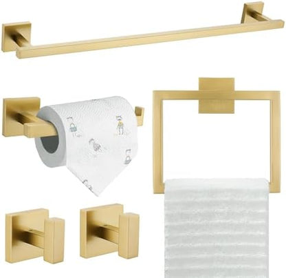 TQKAG 5 Piece Brushed Gold Bathroom Accessories 23.6" Bathroom Hardware Set