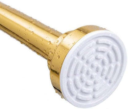 Ausemku Shower Curtain Rod - 32-68 Inch Rustproof Tension Rod, Non-Slip Spring Design, No Drilling Adjustable Curtain Rod for Bathroom, Kitchen, and Closet（Gold）
