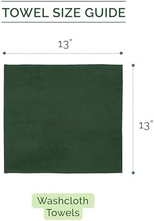 Elegant Comfort 100% Turkish Cotton Corduroy Ribbed Luxury Washcloths 6 Pack Soft 13 x 13 Inch - Higly Absorbent, Durable, Quick Dry, Spa Premium Hotel Quality for Bathroom or Travel, Hunter Green