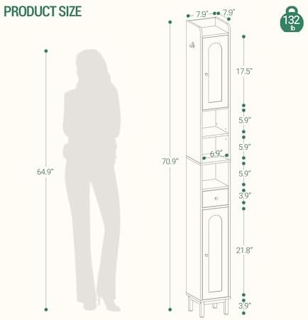 Hzuaneri Bathroom Cabinet with Shelves,Tall Bathroom Storage Cabinet