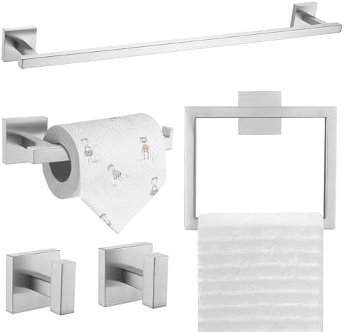 TQKAG 5-Piece Bathroom Hardware Set, Brushed Nickel Classic Wall Mounted