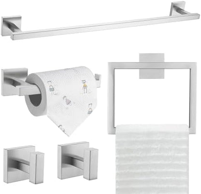 TQKAG 5-Piece Bathroom Hardware Set, Brushed Nickel Classic Wall Mounted