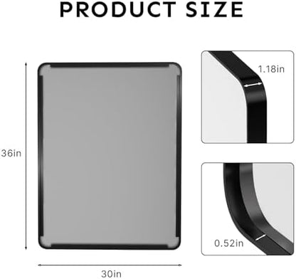 36"x30" Bathroom Vanity Mirror for Wall Aluminum Framed Farmhouse Rectangle