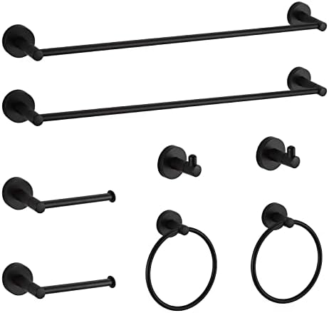 BGL Bathroom Hardware Set Black Bathroom Accessory Set Towel Bar 8 Pieces