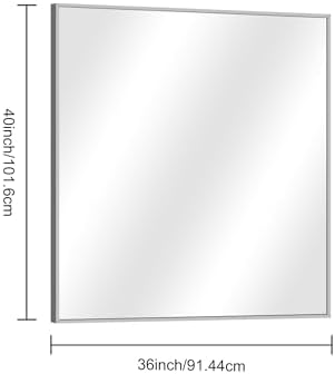 DESBING 36" x 40"Bathroom Mirror, Silver Rectangle Corner Wall Mirror with Metal Frame, Decorative Rectangular Vanity Mirror for Bedroom Bathroom Living Room Entryway (Horizontal/Vertical)
