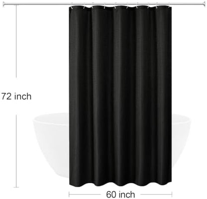 Gibelle 60 Inch Stall Black Fabric Shower Curtain, 60 x 72
