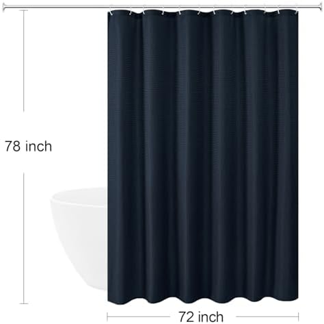 Gibelle Long 230GSM Heavy Duty Navy Blue Shower Curtain, 72 x 78