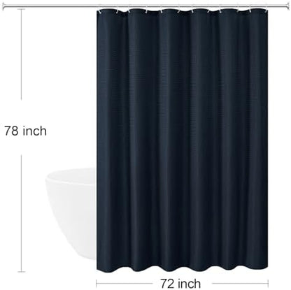 Gibelle Long 230GSM Heavy Duty Navy Blue Shower Curtain, 72 x 78