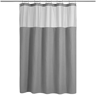 N&Y HOME 54 x 72 Waffle Weave Shower Curtain with Snap-in Liner Set Gray